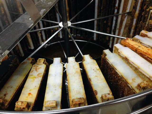 frames in a honey extractor