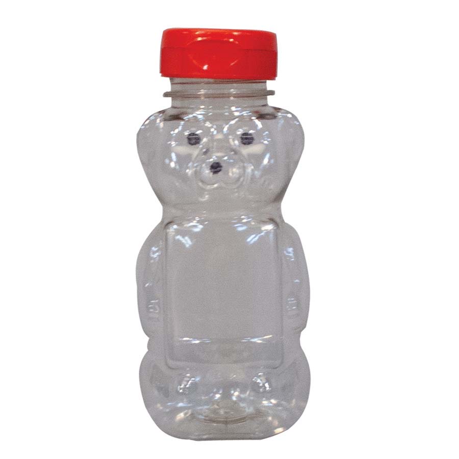 12 oz Flat Panel Honey Bear Bottle Betterbee