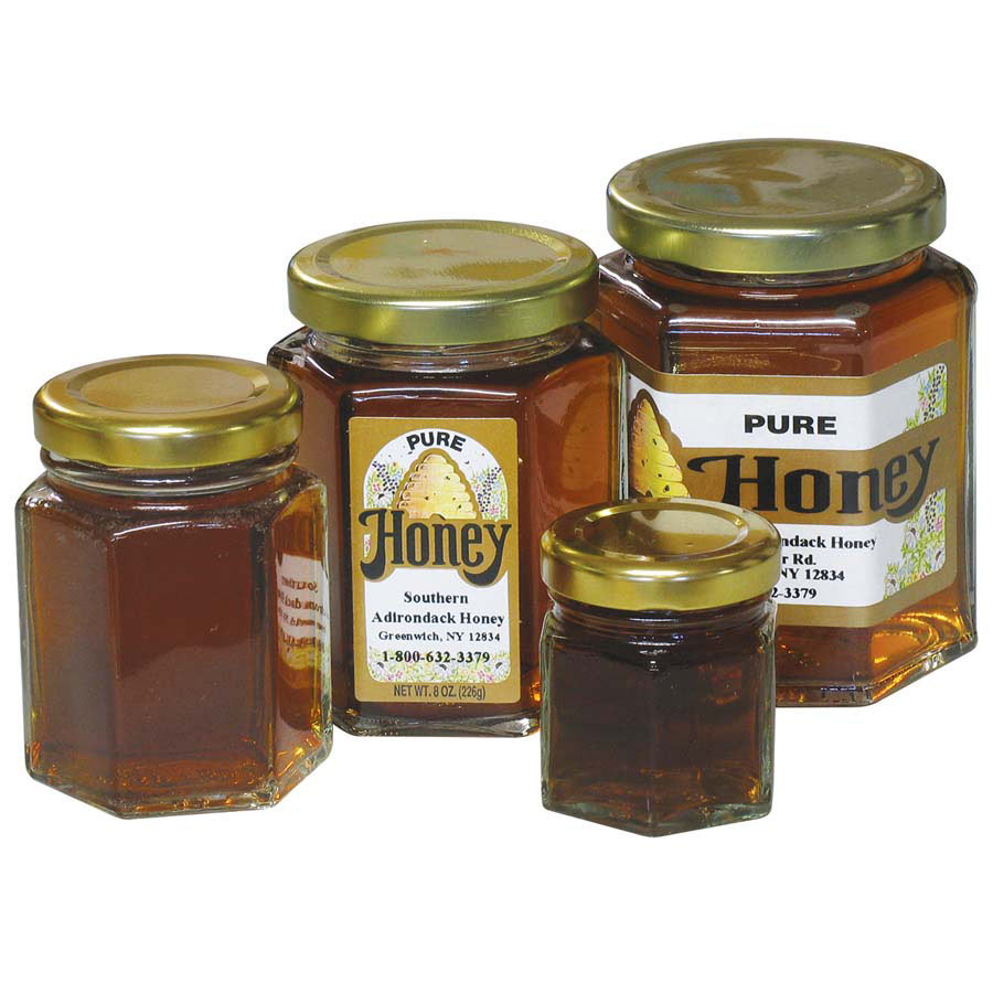 8 oz Glass Hex Honey Jars: Case of 12 | Betterbee