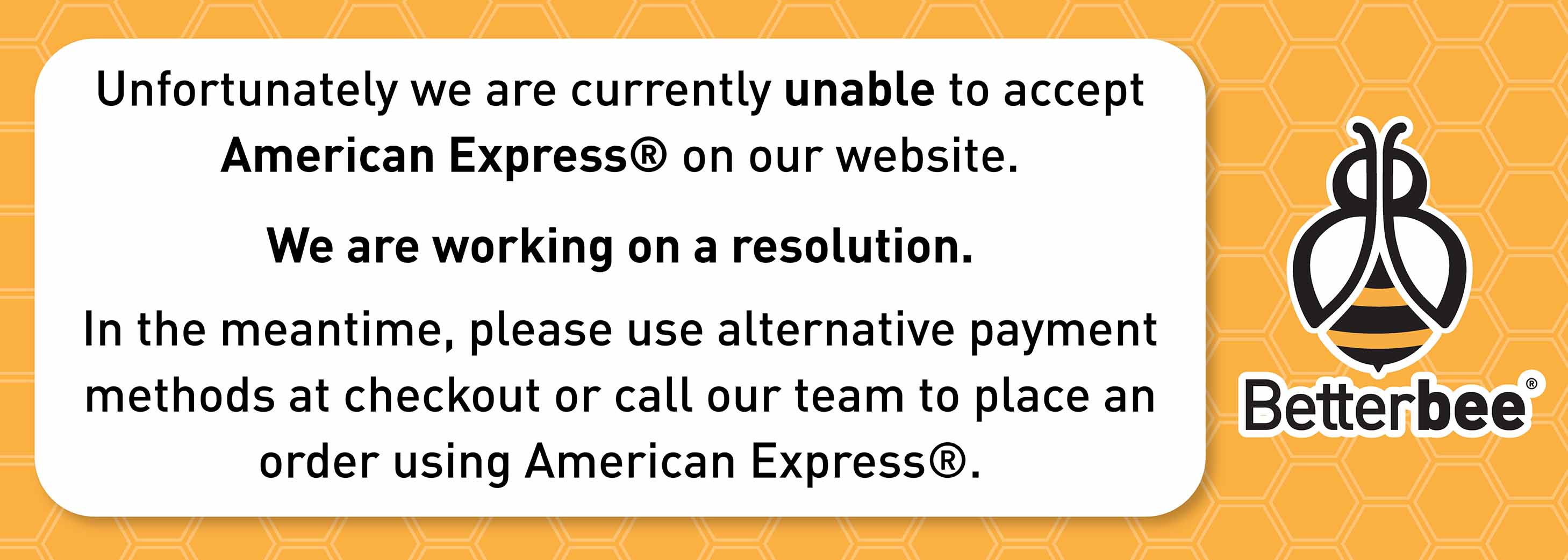 No American Express payments
