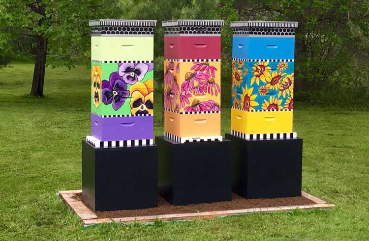 Colorful hives at the New Brunswick Botanical Garden